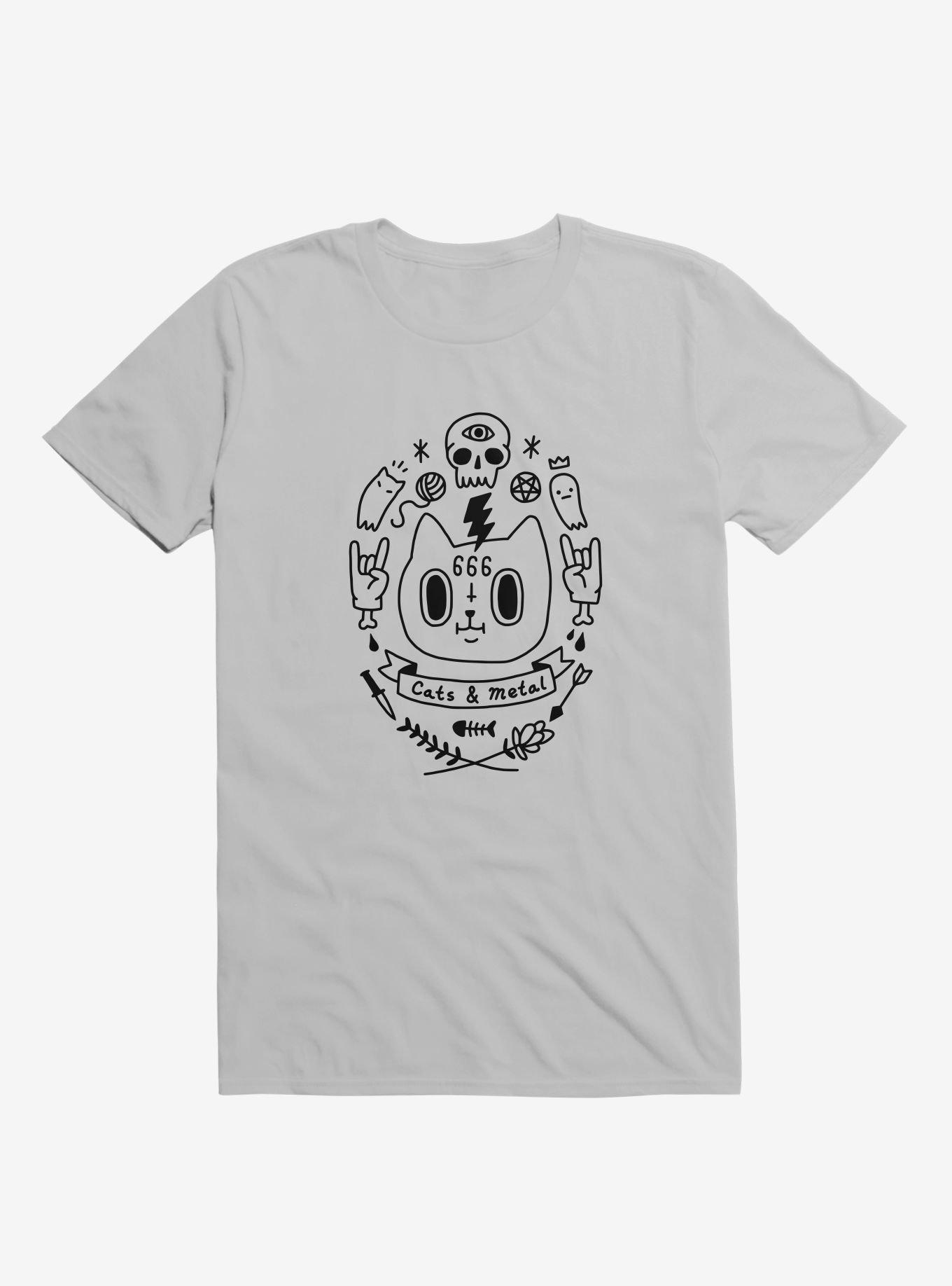 Cats And Metal Silver T-Shirt
