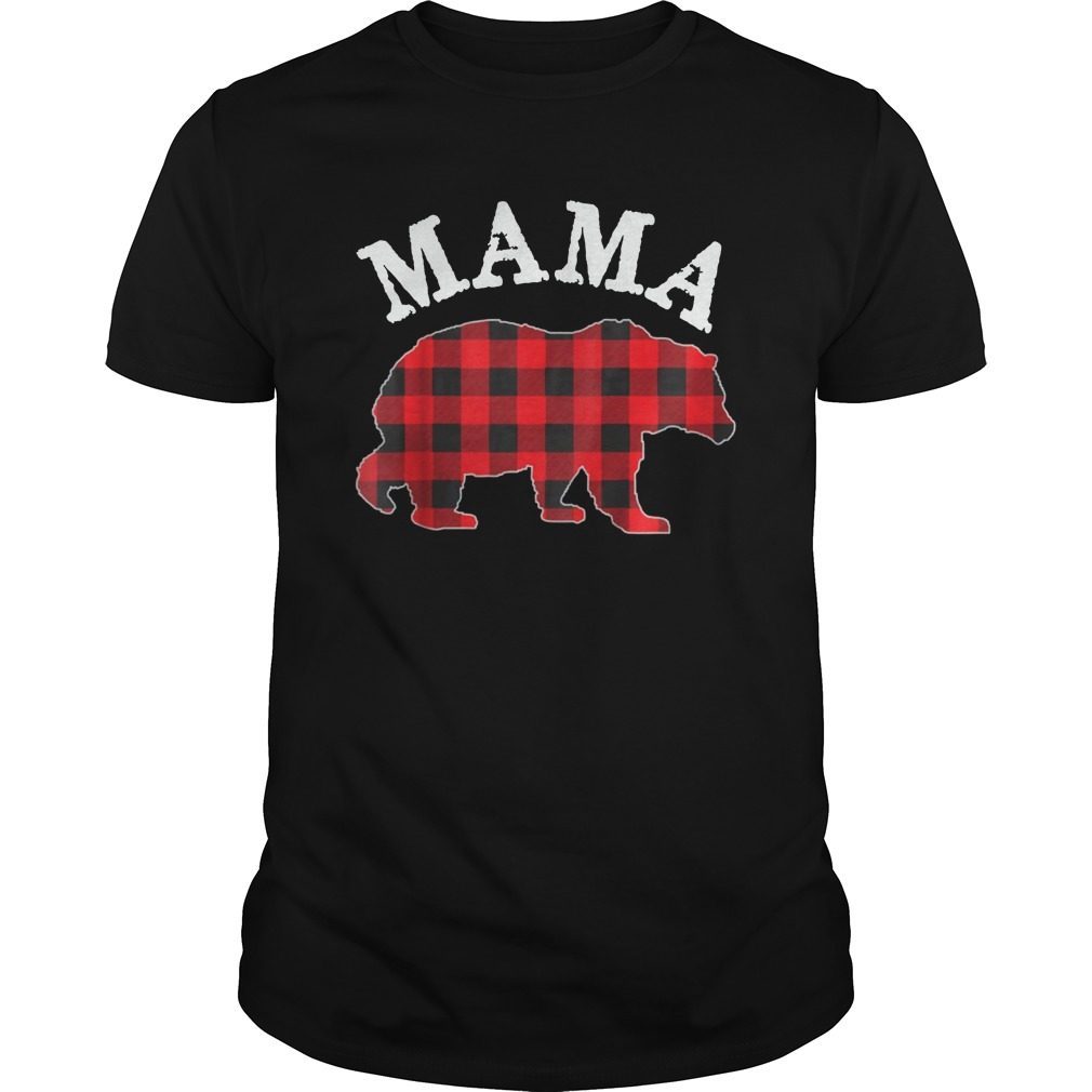 Red Plaid Mama Bear Matching Buffalo Family Pajama T-Shirt