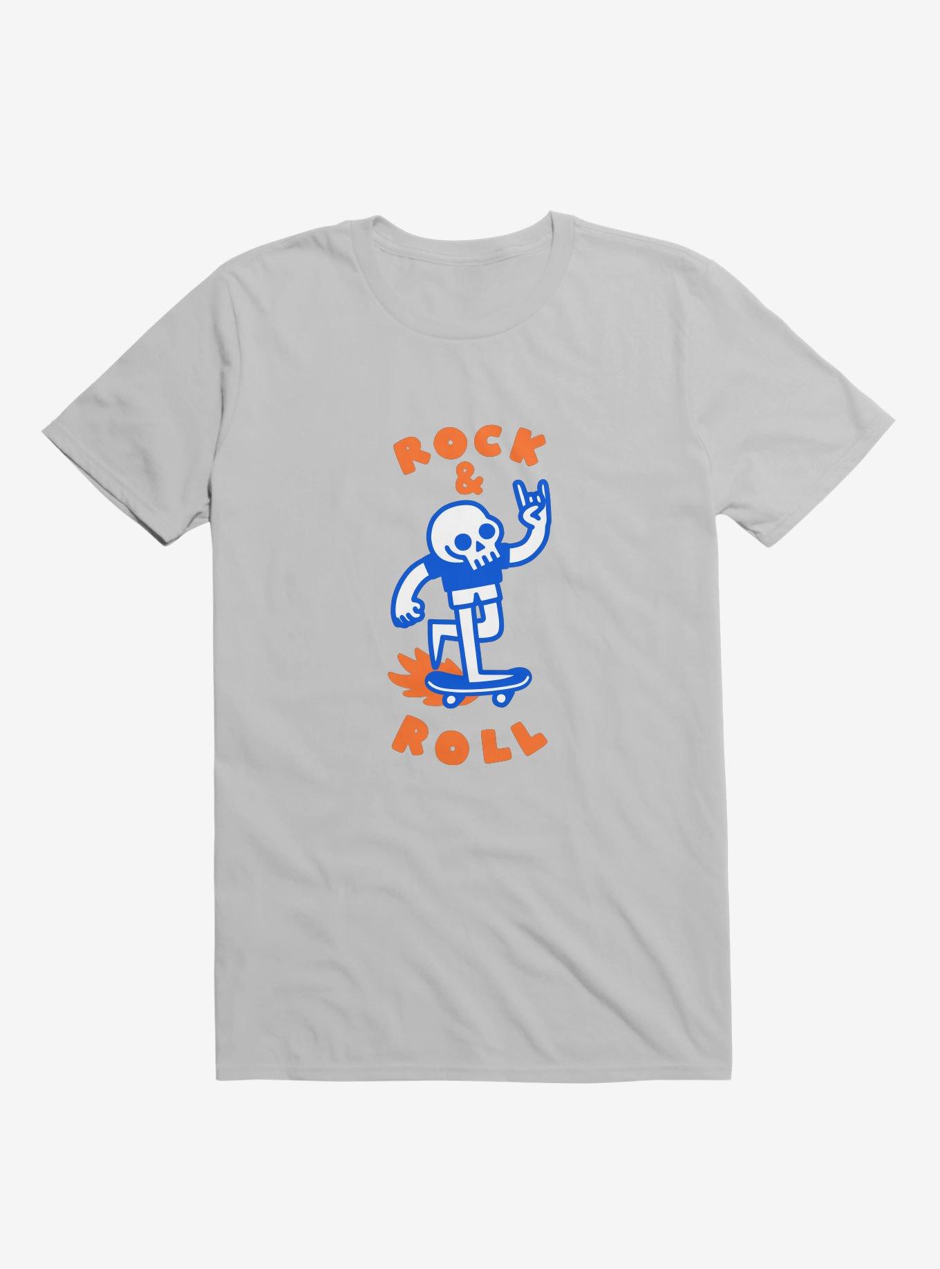 Rock And Roll Skull Silver T-Shirt