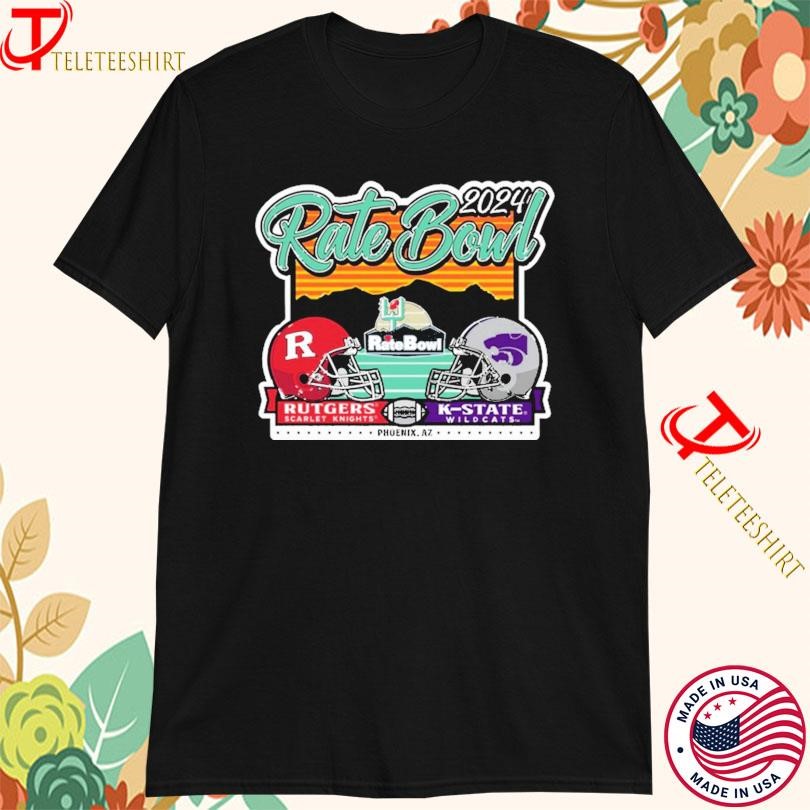 Rutgers Scarlet Knights Vs K-state Wildcats 2024 Rate Bowl Matchup Phoenix Az Helmets T-shirts