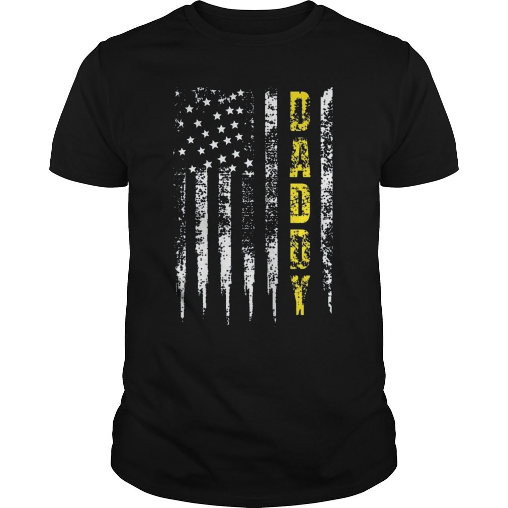 Truck Driver Yellow Line Daddy T-Shirt US Flag distressed