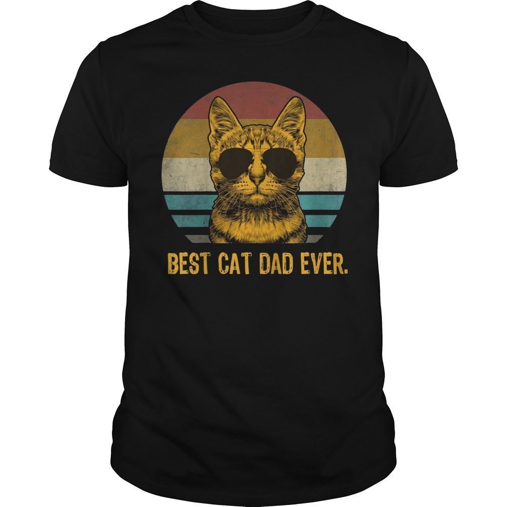 Vintage Best Cat Dad Ever Tee Shirt Cat Daddy Father Gift Men