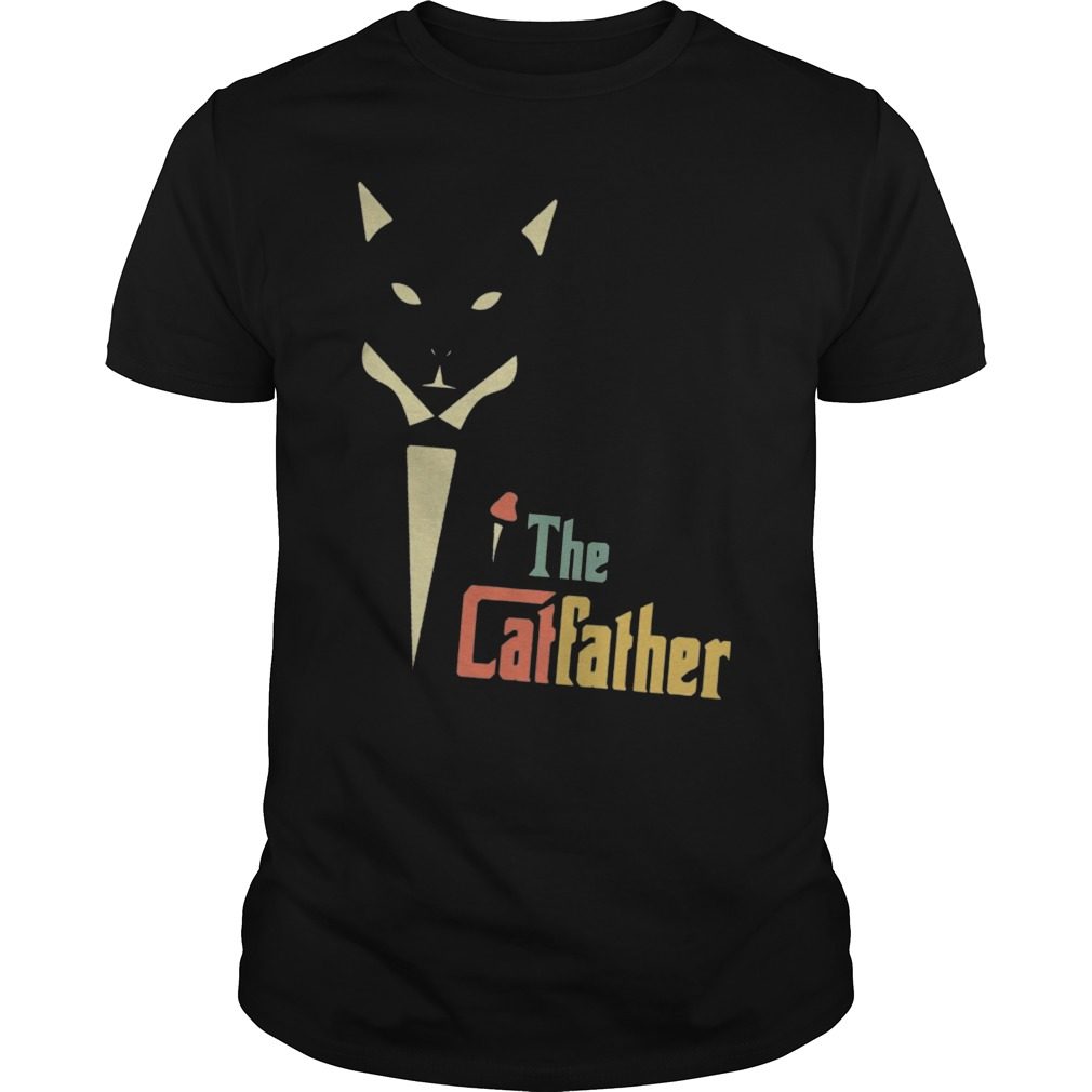 Vintage The Catfather Shirt Funny Cat Dad T-shirt Father Of Cats Tee Retro Sunset Kitty Kitten Lover