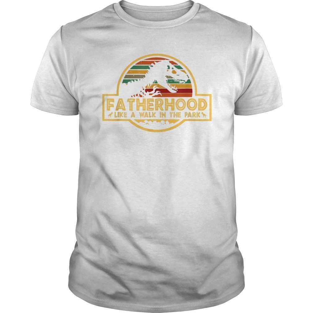 Womens Fatherhood Like A Walk In The Park T-Shirt Dad Retro Sunset T-Shirt