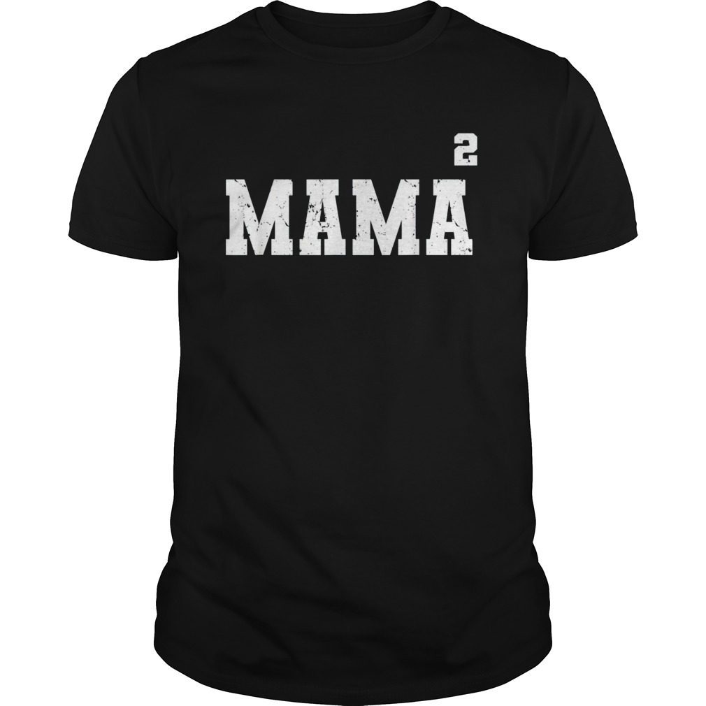 Womens Mama Squared - Two Kids Mom Distressed T-shirt